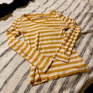 Long Sleeve Yellow and White T-Shirt